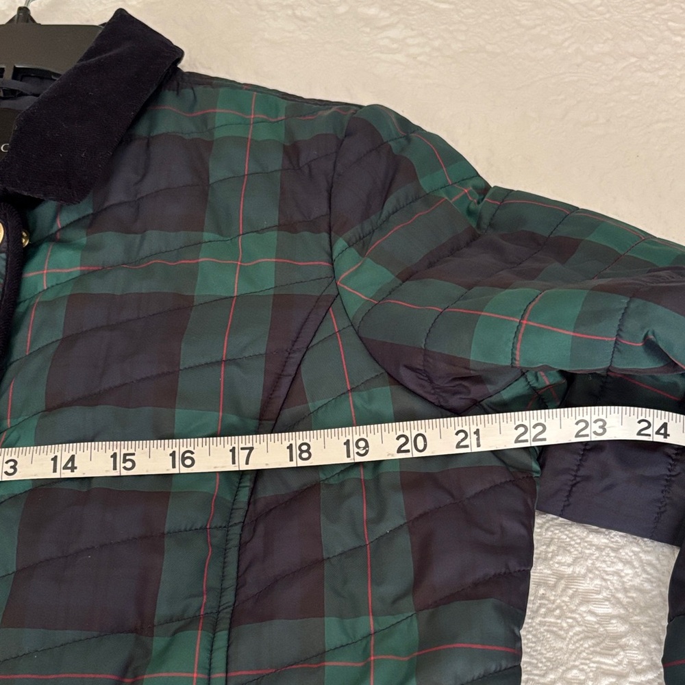 Sale-Talbots Green and Navy Quilted Plaid Puffer Jacket - Picture 8 of 11